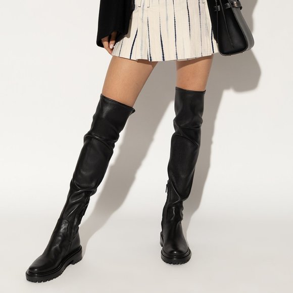 NWT TORY BURCH Utility Lug Leather Over-the-Knee Stretch Boots Chunky Sole 7 - Picture 1 of 16